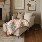 Prism Geo Throw — 1980s Pastel Geometric Woven Blanket