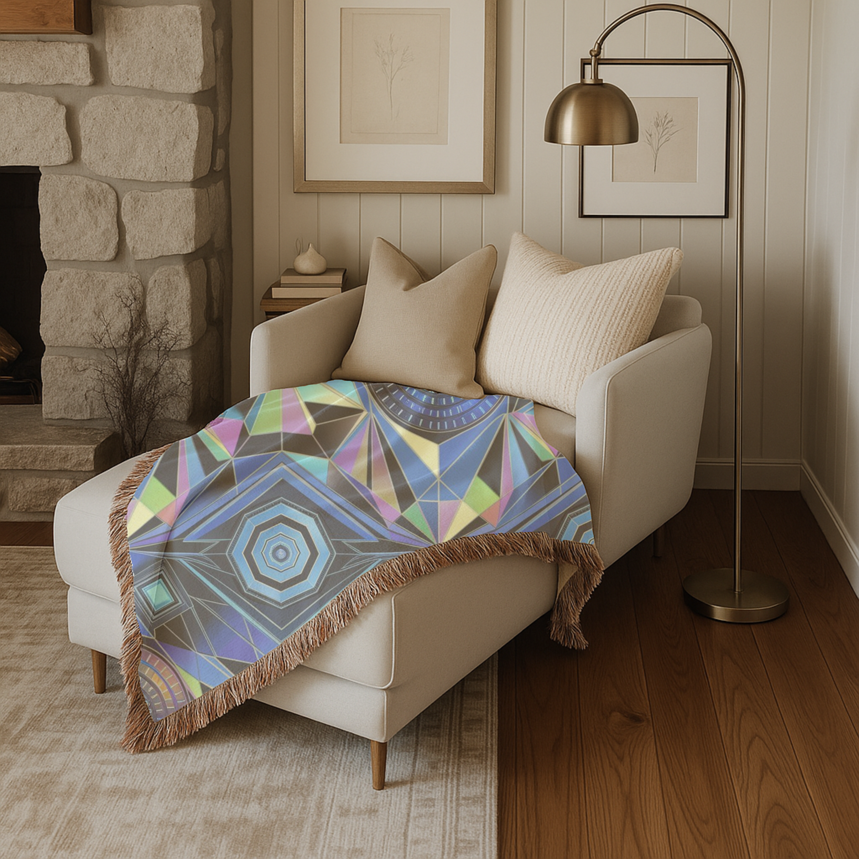 Crystal Throw — 2000s Y2K Kaleidoscope Gem Woven Blanket
