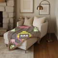 Pixel Robot Throw — 1980s Arcade Game Woven Blanket