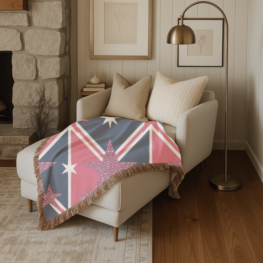 Cool Britannia Throw — 1990s Union Jack & Star Woven Blanket