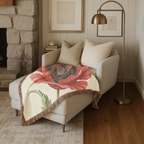 1940s Remembrance Poppy Woven Blanket
