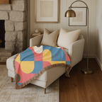 🔴 Primary Pop Throw — 1960s Graphic Art Woven Blanket