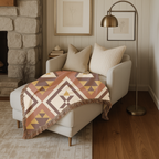 Canyon Weave Throw — 1970s Navajo Diamond Woven Blanket