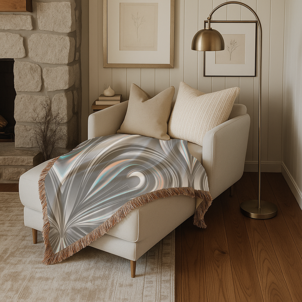Mercury Throw — 2000s Y2K Chrome & Iridescent Woven Blanket