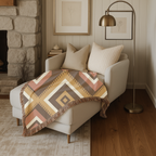 Kilim Star Throw — 1970s Aztec Geometric Woven Blanket