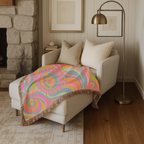 🌈 Kaleidoscope Throw — 1960s Psychedelic Woven Blanket