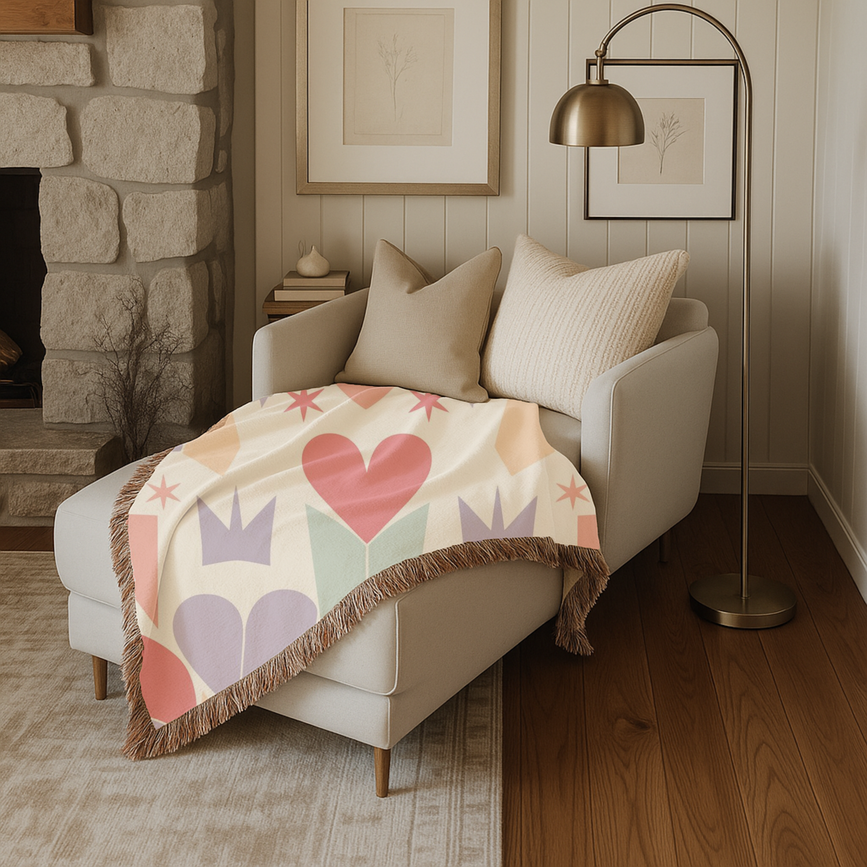 Heart Crown Throw — 1980s Pop Royalty Woven Blanket