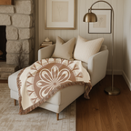 Spirit Medallion Throw — 1970s Ornate Circle Woven Blanket