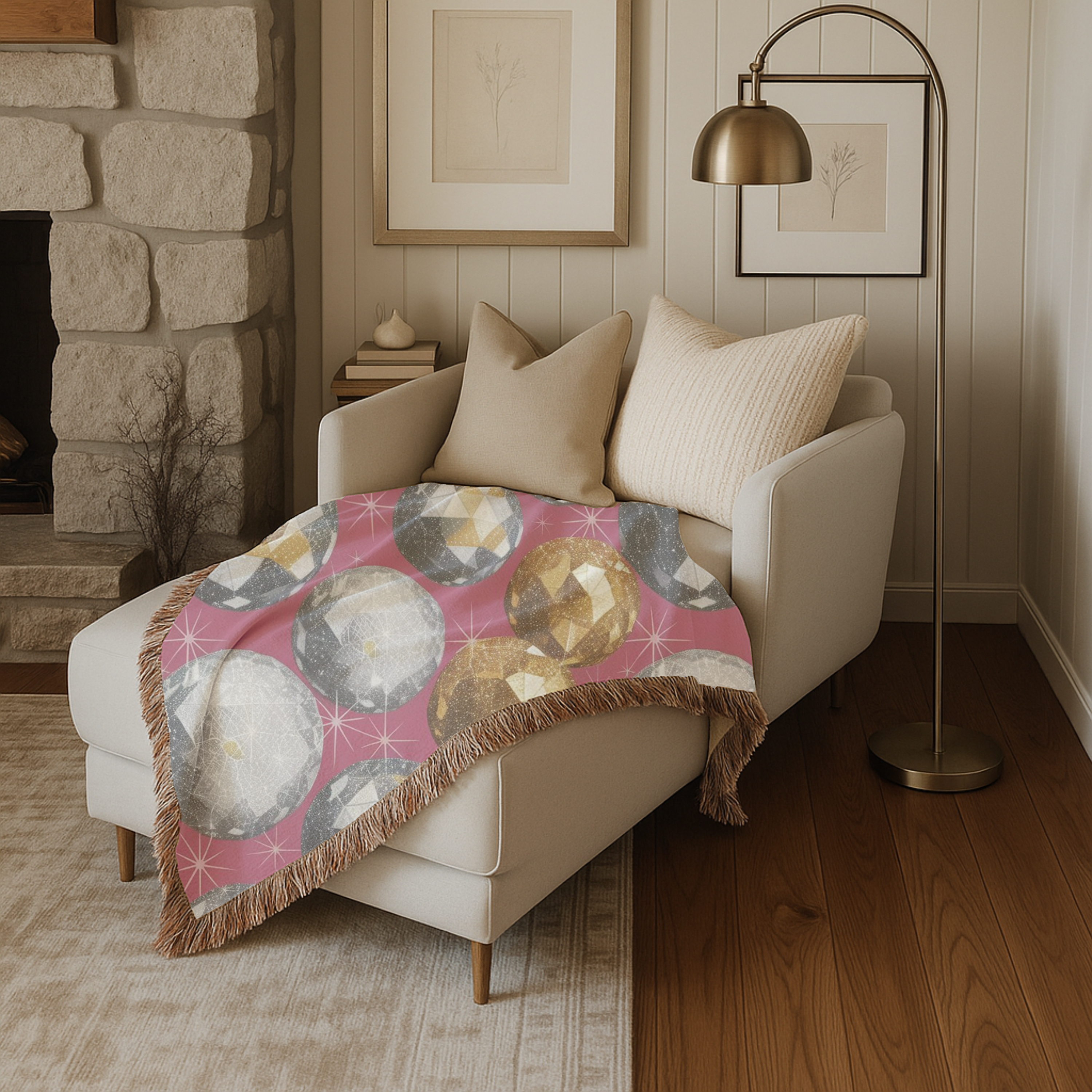 Disco Ball Throw — 1980s Studio Glamour Woven Blanket