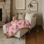 Butterfly Kiss Throw — 2000s Pink Butterfly & Heart Woven Blanket