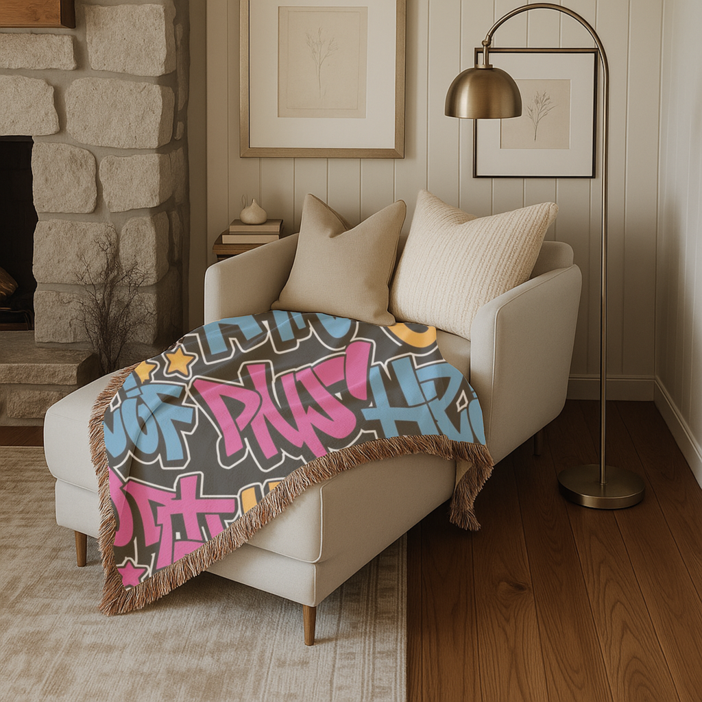 Graffiti Throw — 2000s Hip Hop Street Art Woven Blanket