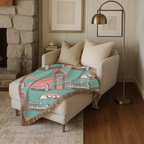 🎵 Rock Around Throw — 1950s Diner Jukebox Woven Blanket