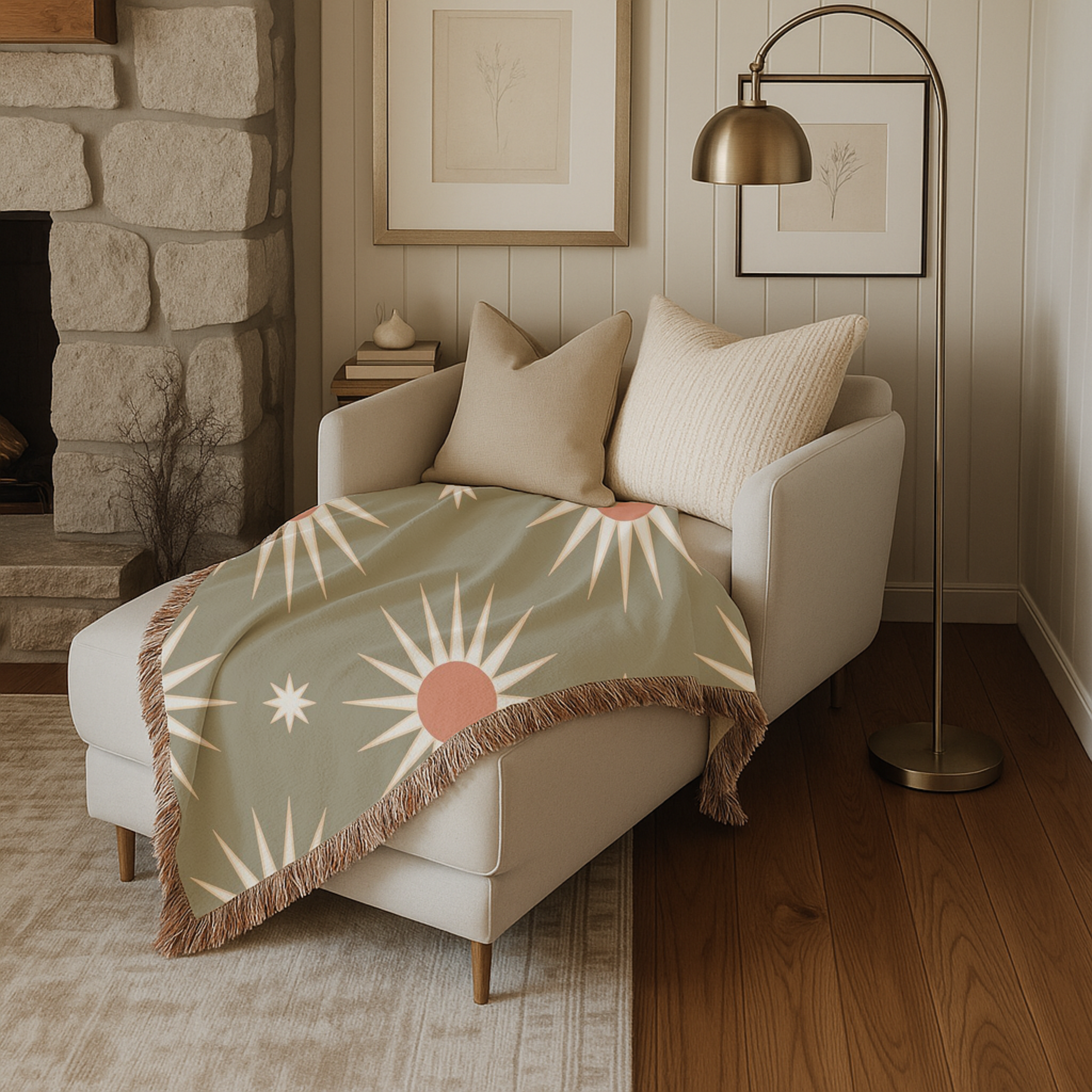 Solar Burst Throw — 1970s Starburst Woven Blanket