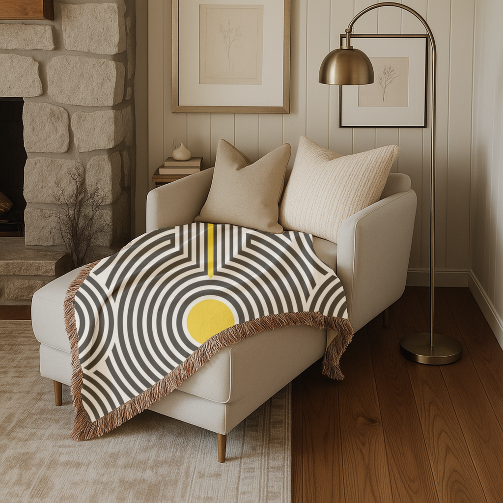 💛 Solar Op Throw — 1960s Op Art Woven Blanket