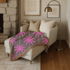 Neon Palm Throw — 1980s Tropical Night Woven Blanket