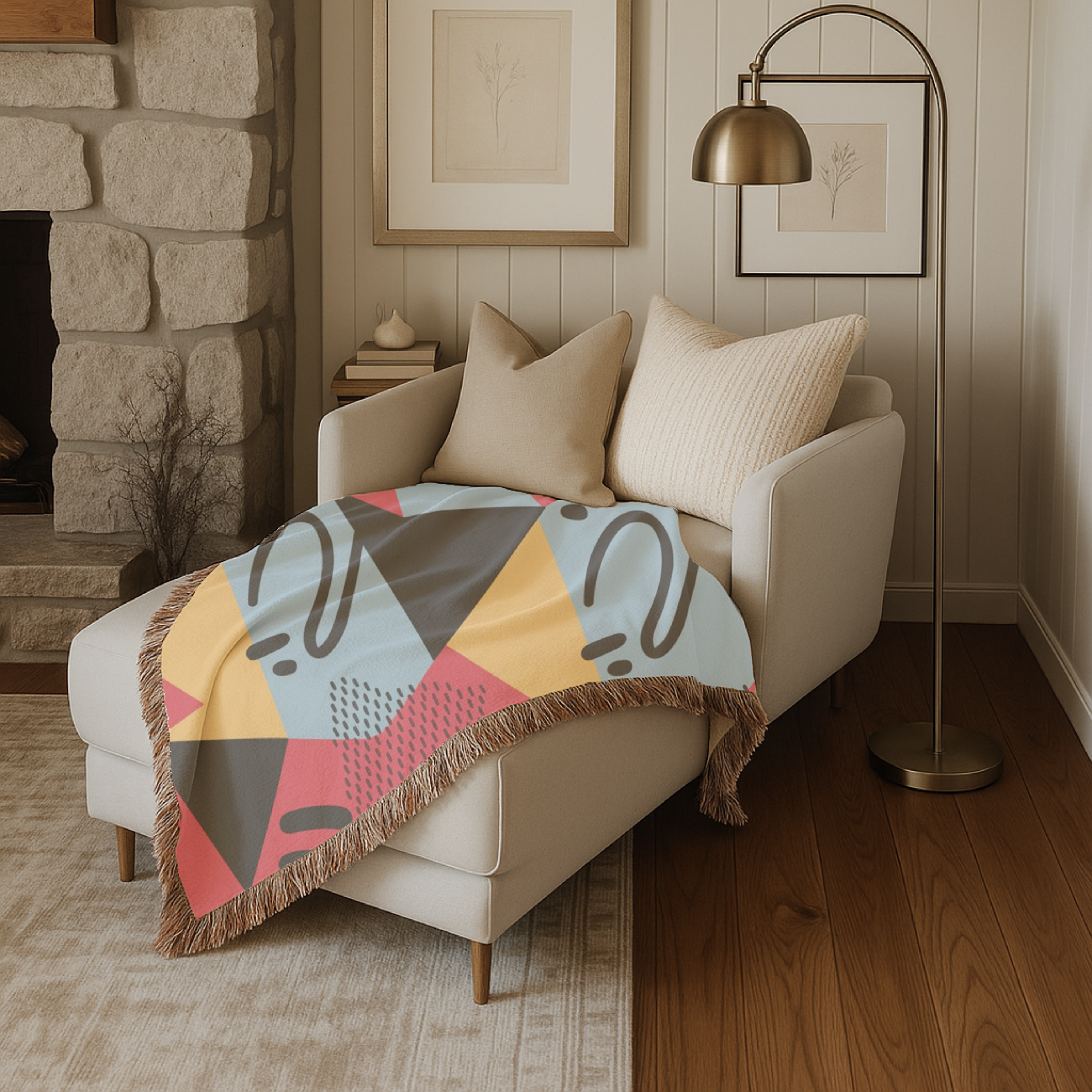 Memphis Night Throw — 1980s Geometric Art Woven Blanket