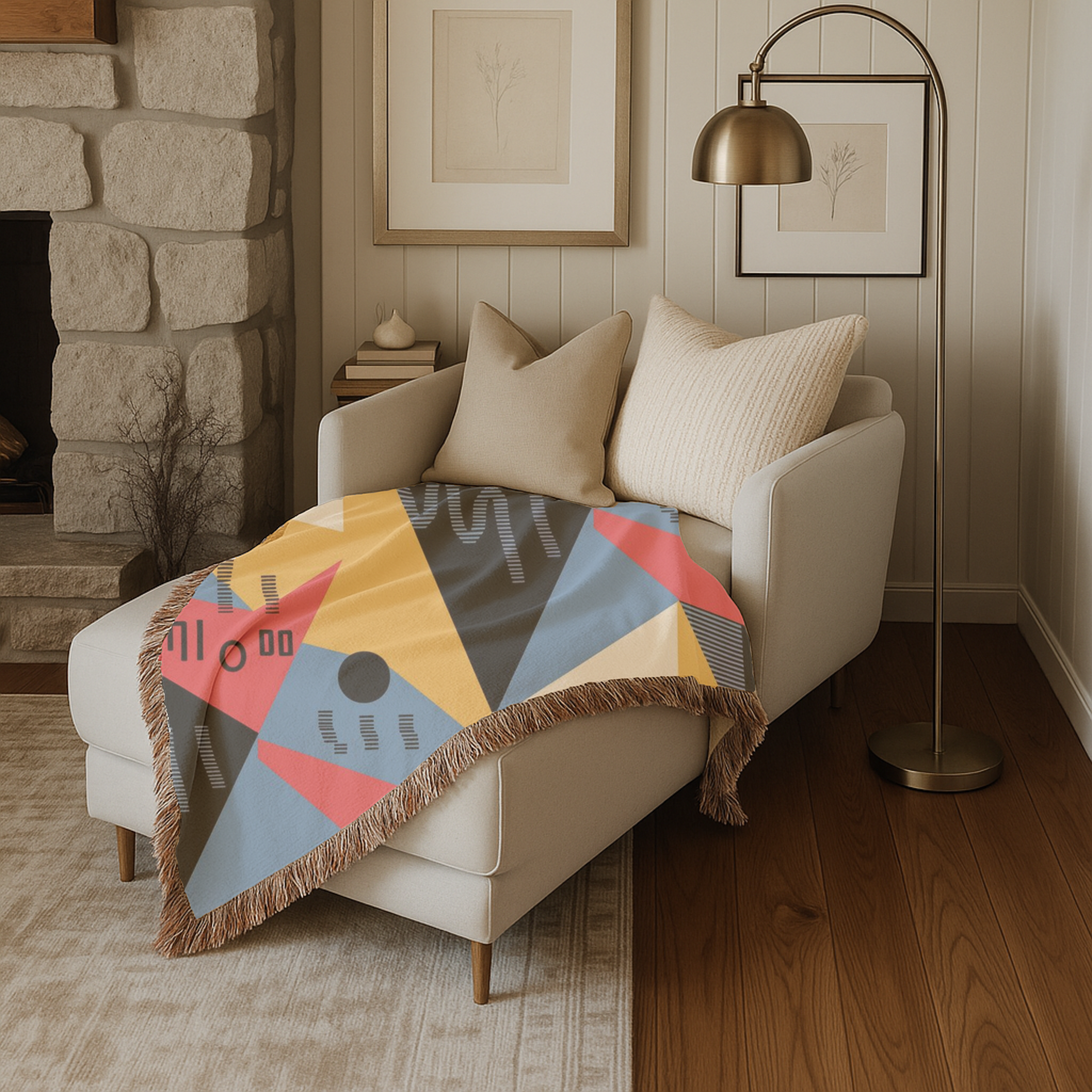 Memphis Sunshine Throw — 1980s Bold Geometric Woven Blanket