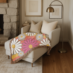 🌈  Over The Rainbow Throw — 1960s Flower Power Woven Blanket