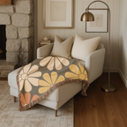 🌼  Retro Daisy Throw — 1970s Groovy Floral Woven Blanket