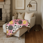 Dot Pop Throw — 1980s Bold Circle Woven Blanket