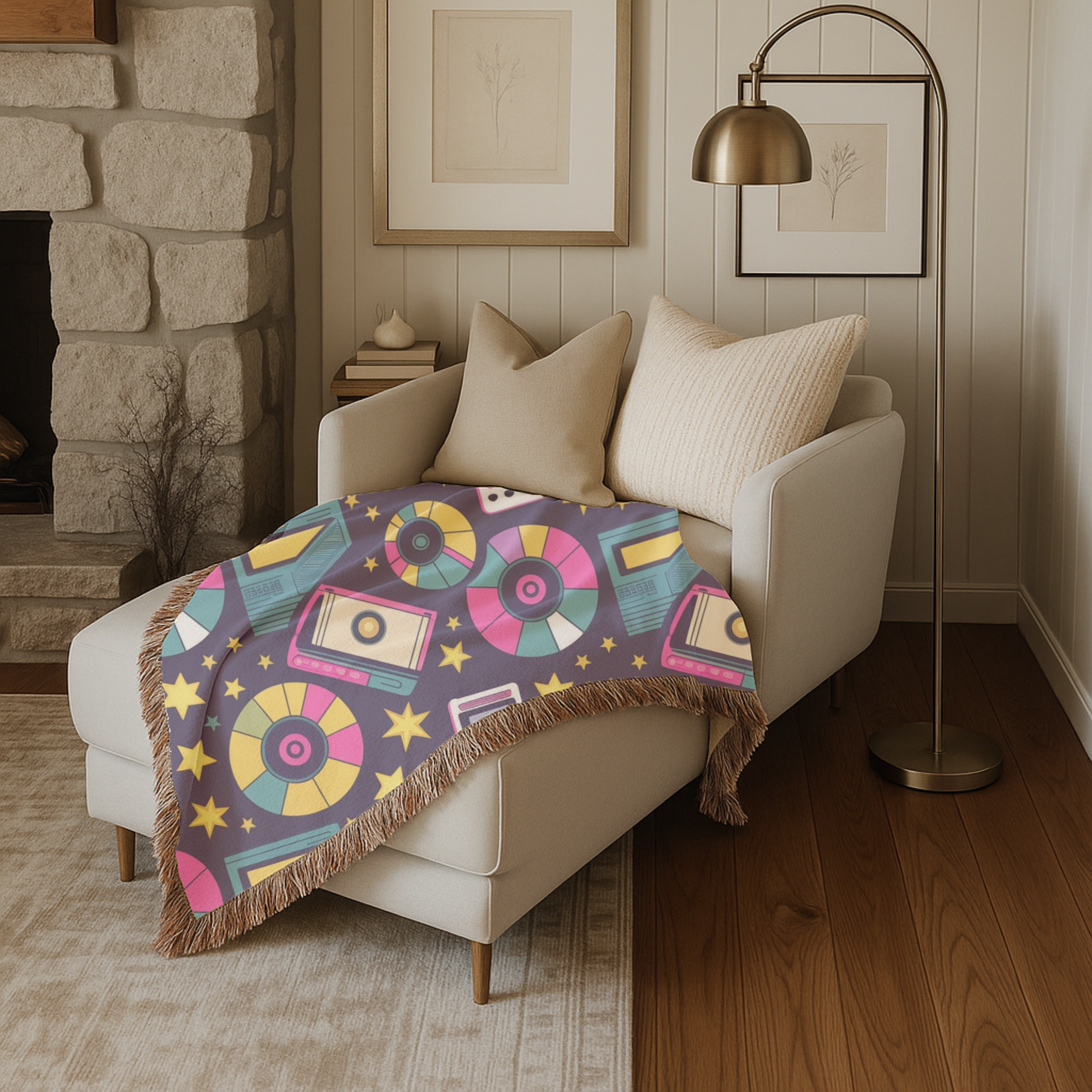 Press Play Throw — 1990s CD Player Woven Blanket