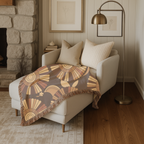 🌻  Tawny Bloom Throw — 1970s Art Nouveau Woven Blanket