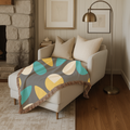 Mod Petal Throw — 1960s Geometric Botanical Woven Blanket