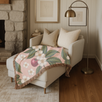 🍒 Orchard Blossom Throw — 1950s Cherry Garden Woven Blanket