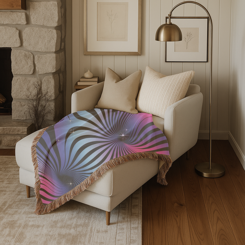 Supernova Throw — 2000s Y2K Stripe Sunburst Woven Blanket