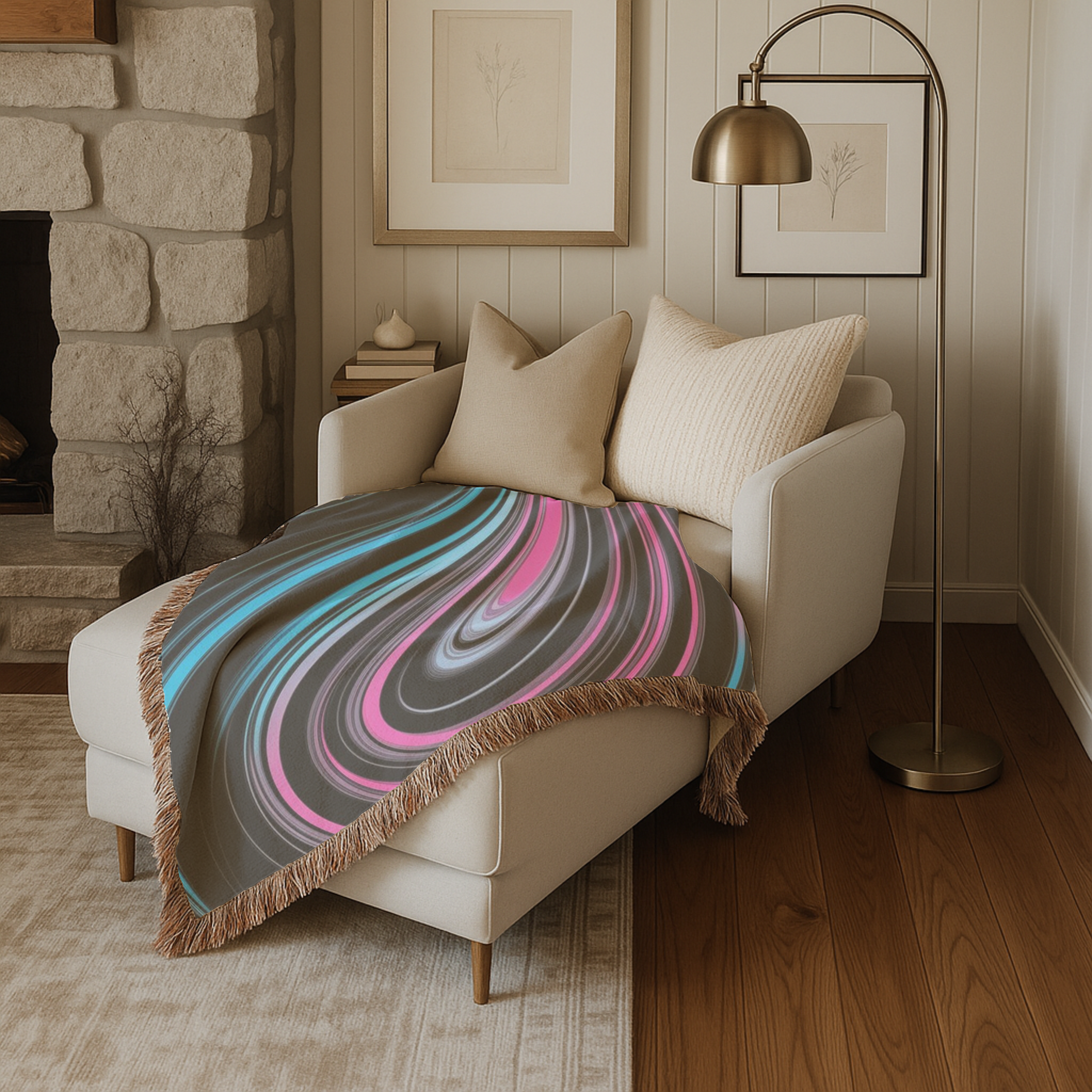 Neon Vortex Throw — 2000s Y2K Neon Flow Woven Blanket