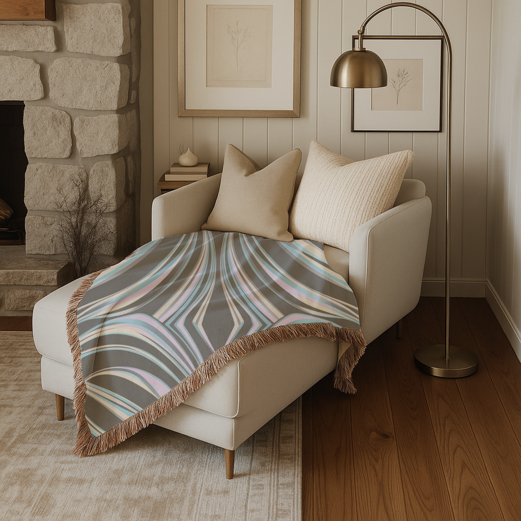 Aurora Throw — 2000s Y2K Iridescent Ribbon Woven Blanket