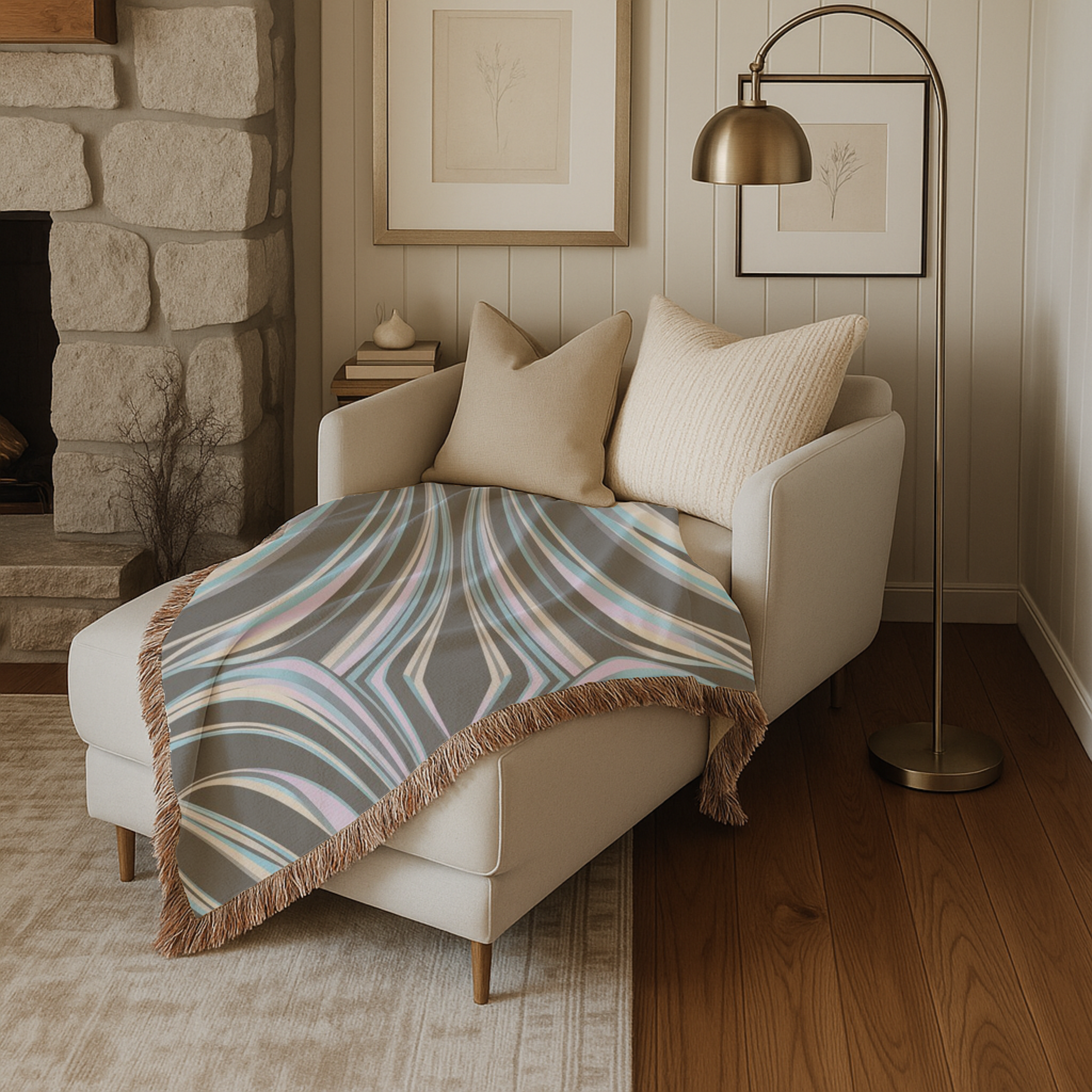 Aurora Throw — 2000s Y2K Iridescent Ribbon Woven Blanket