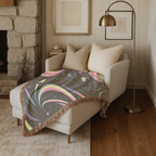 Stardust Throw — 2000s Y2K Rainbow Star Swirl Woven Blanket