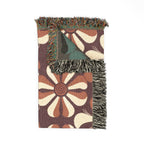 Velvet Bloom Throw — 1970s Stripe Petal Woven Blanket
