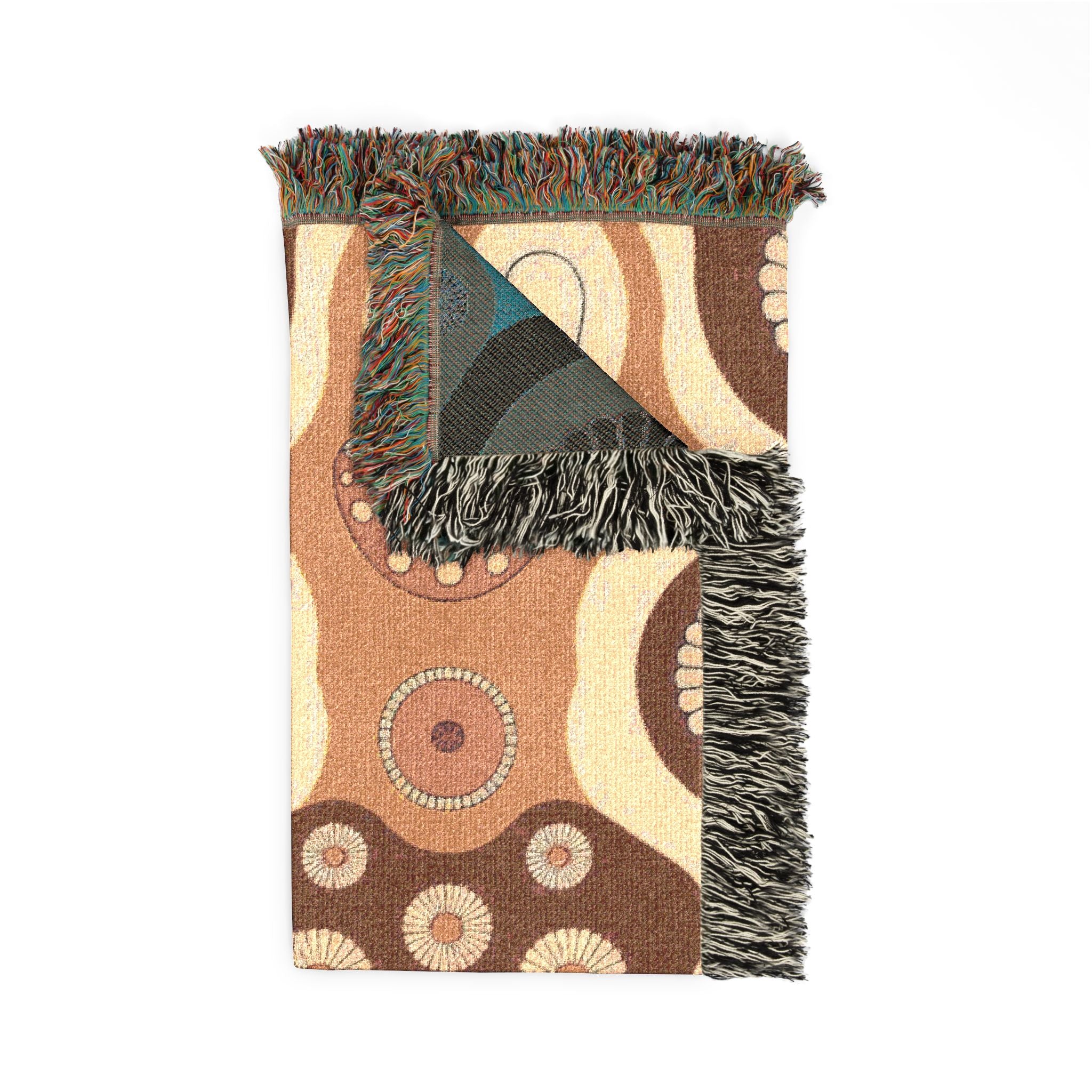 Mushroom Garden Throw — 1970s Retro Fungi Woven Blanket