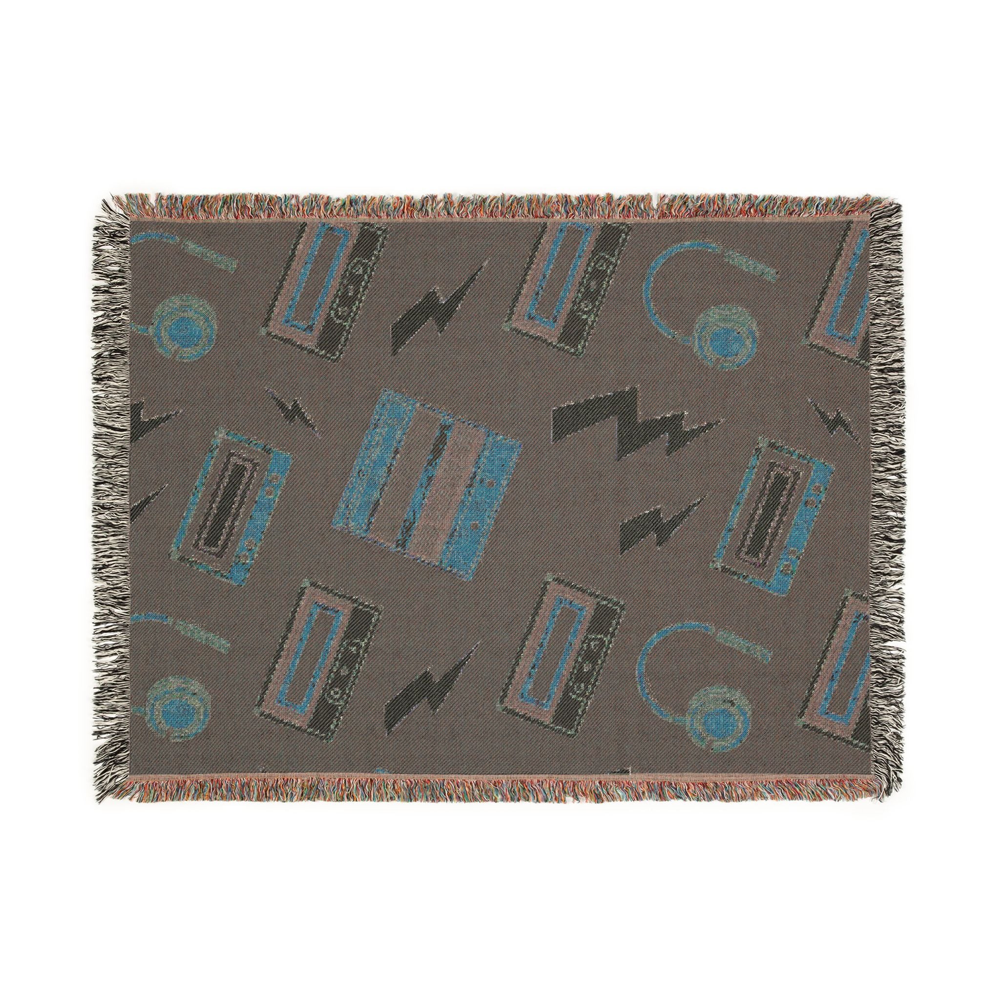 Walkman Throw — 1980s Headphones & Cassette Woven Blanket