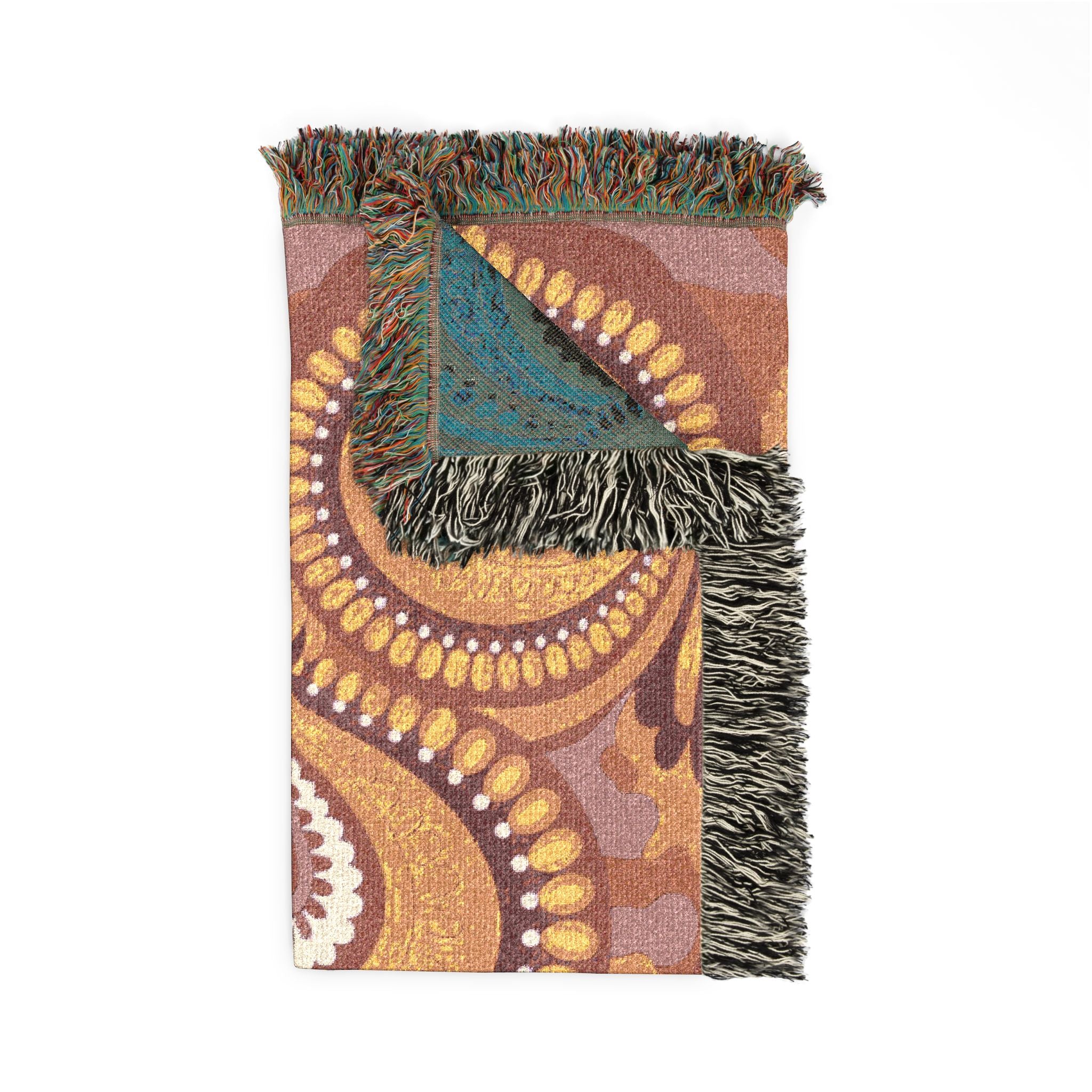 🧡 Palazzo Throw — 1960s Damask Paisley Woven Blanket