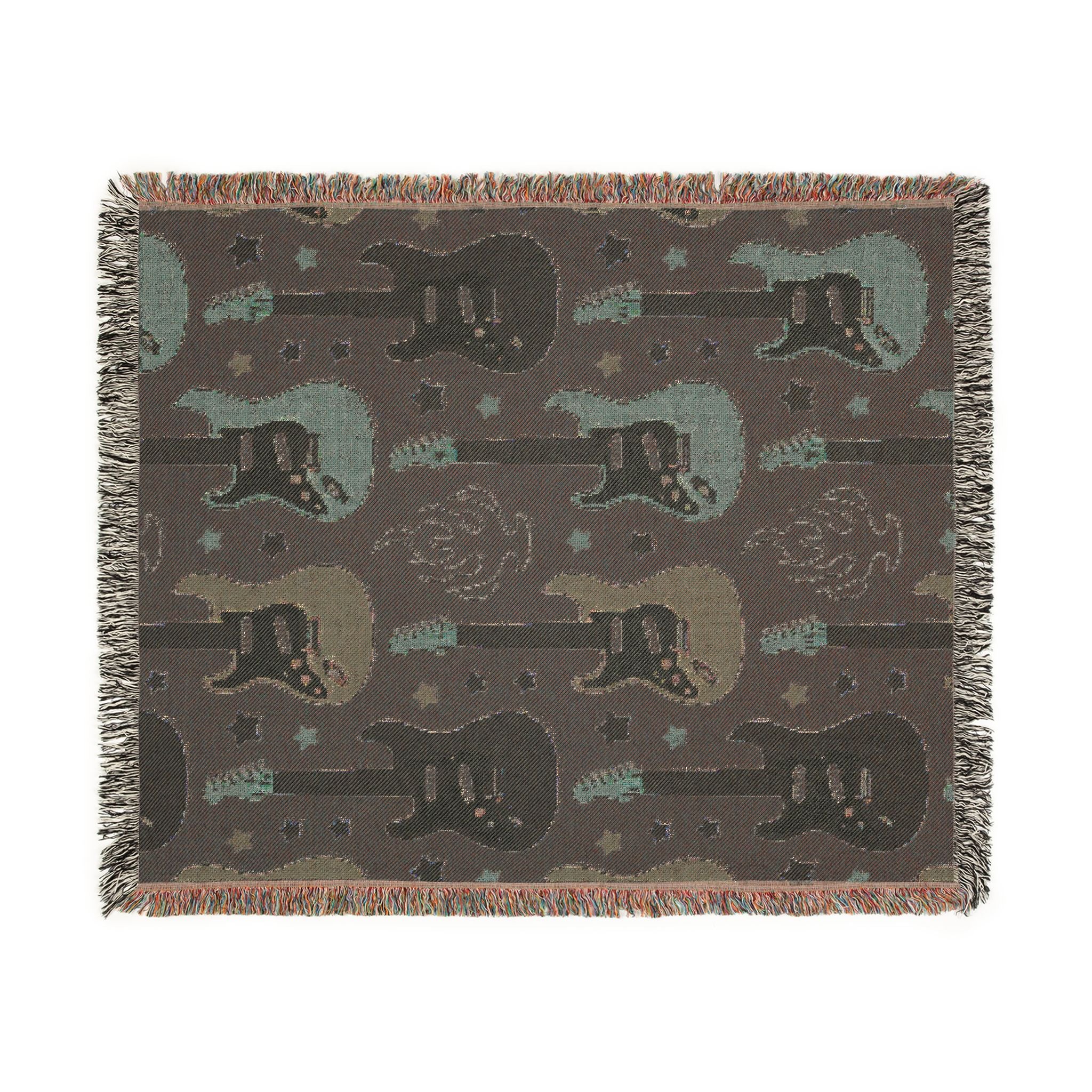 Rock Flame Throw — 1980s Guitar Fire Woven Blanket