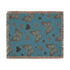 Butterfly Kiss Throw — 2000s Pink Butterfly & Heart Woven Blanket