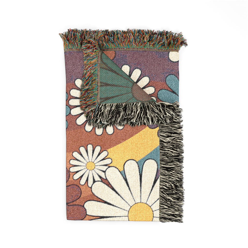 🌈  Over The Rainbow Throw — 1960s Flower Power Woven Blanket