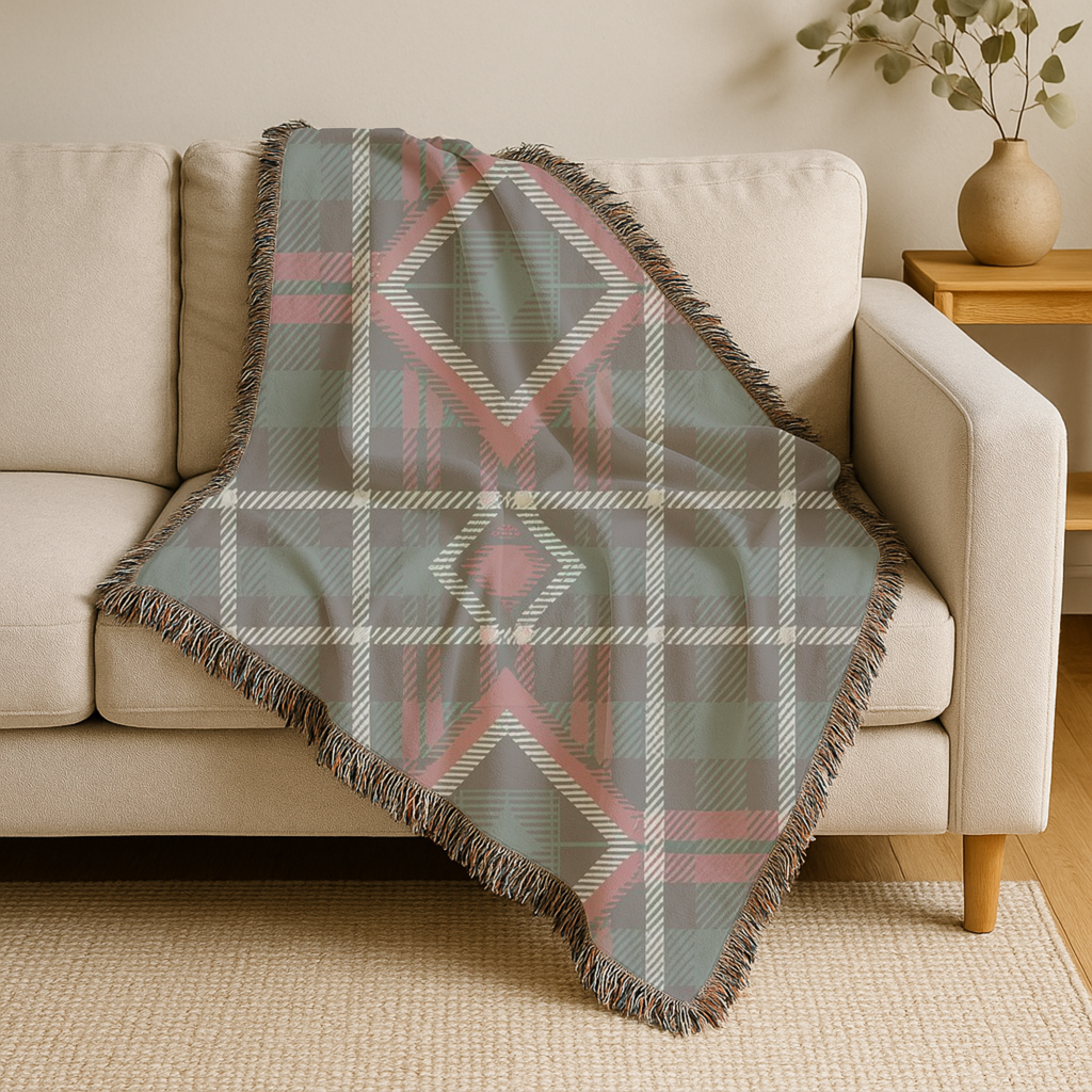 Heritage Throw — 1990s Diamond Tartan Woven Blanket