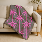 Neon Palm Throw — 1980s Tropical Night Woven Blanket