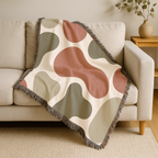 River Stone Throw — 1970s Abstract Organic Woven Blanket