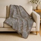Midnight Rose Throw — 1990s Gothic Floral Woven Blanket