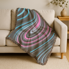 Neon Vortex Throw — 2000s Y2K Neon Flow Woven Blanket