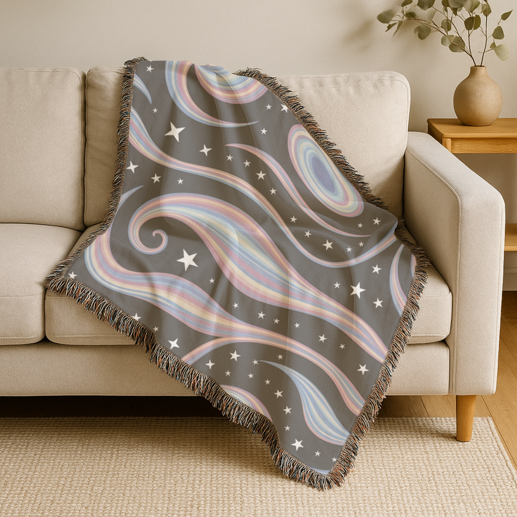Cosmos Throw — 2000s Y2K Pastel Galaxy Woven Blanket