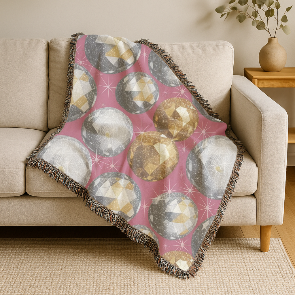 Disco Ball Throw — 1980s Studio Glamour Woven Blanket