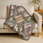Walkman Throw — 1980s Headphones & Cassette Woven Blanket
