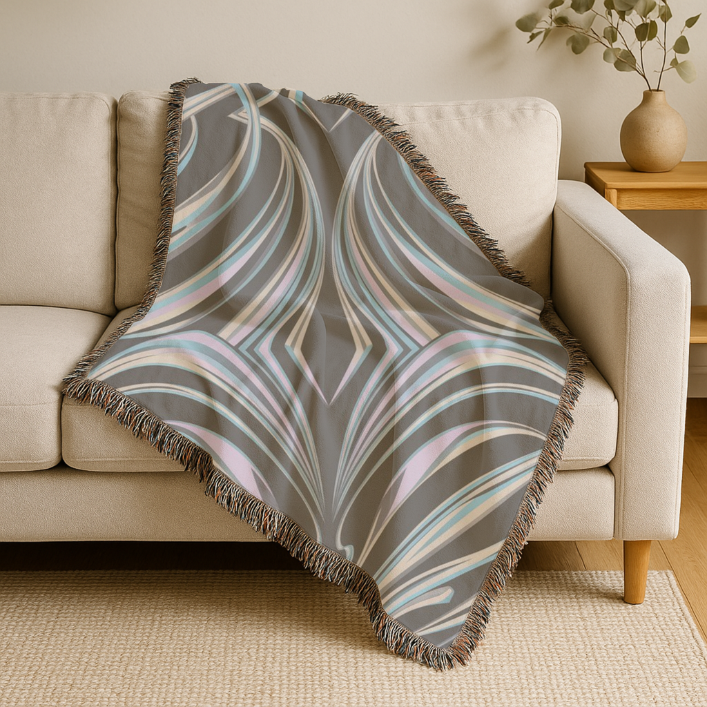 Aurora Throw — 2000s Y2K Iridescent Ribbon Woven Blanket