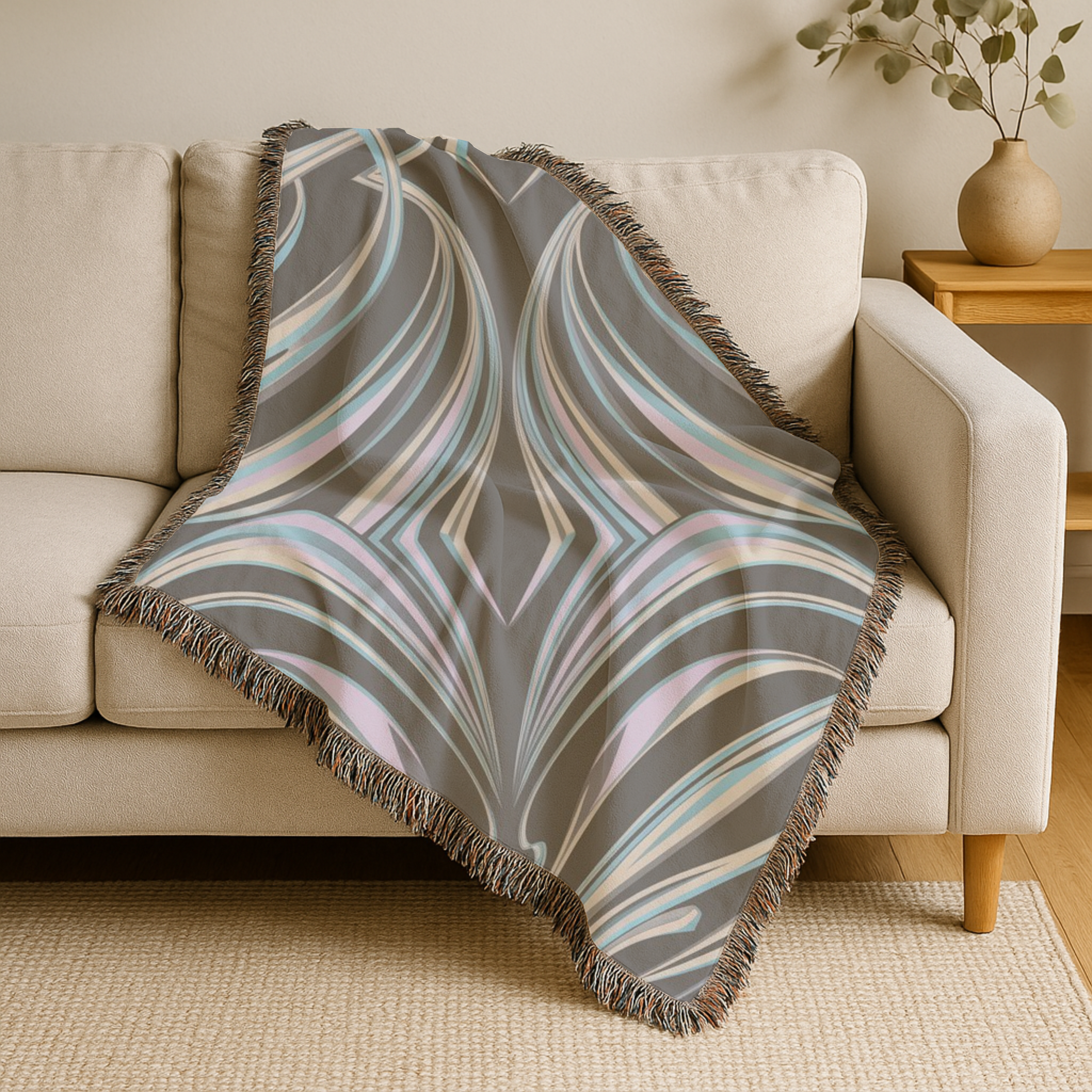 Aurora Throw — 2000s Y2K Iridescent Ribbon Woven Blanket